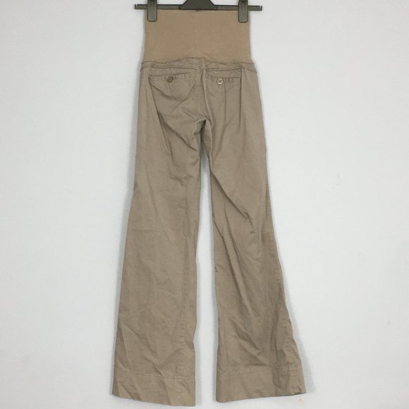 Jolt Maternity Juniors 3 Tan Cotton Blend Pull On Flat Front Flared Leg Khakis - Picture 4 of 11